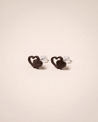 Dual Heart Coconut Stud Earrings