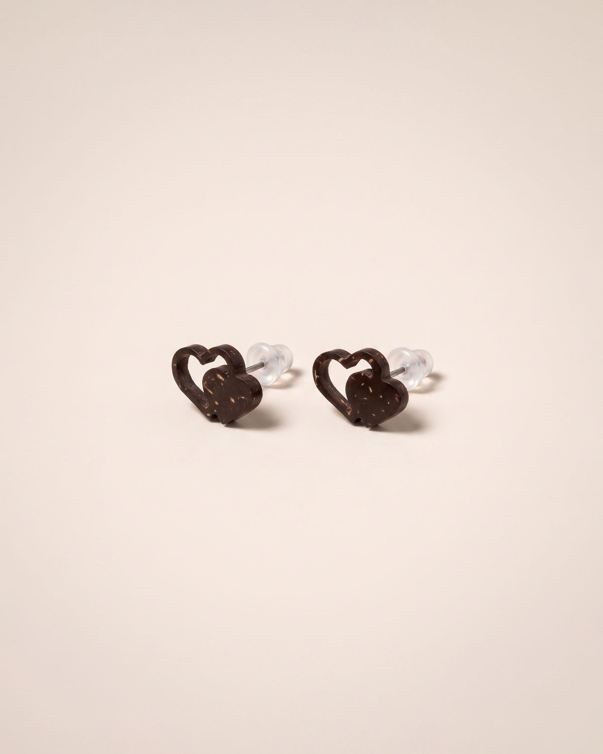 Dual Heart Coconut Stud Earrings