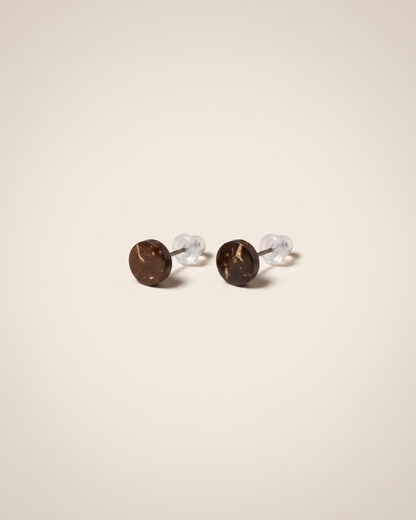 Boutons d'oreilles en coquille de noix de coco naturelle