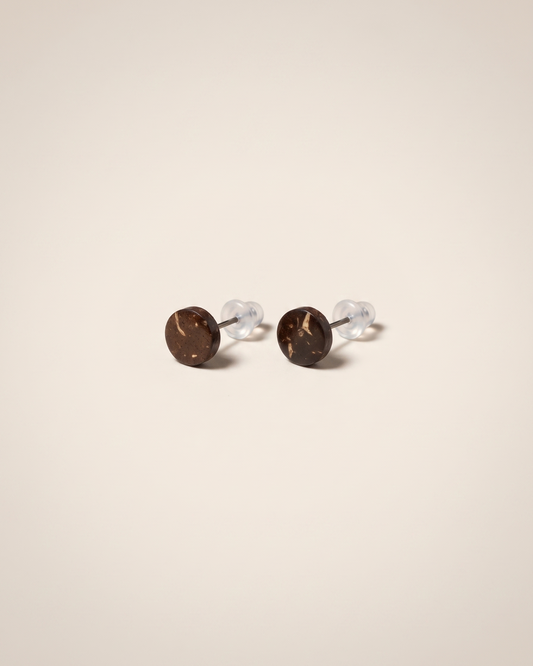 Boutons d'oreilles en coquille de noix de coco naturelle
