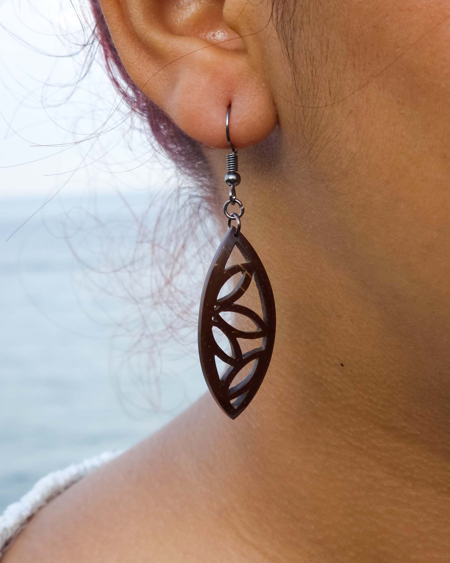 Boucles d'oreilles en coquille de noix de coco