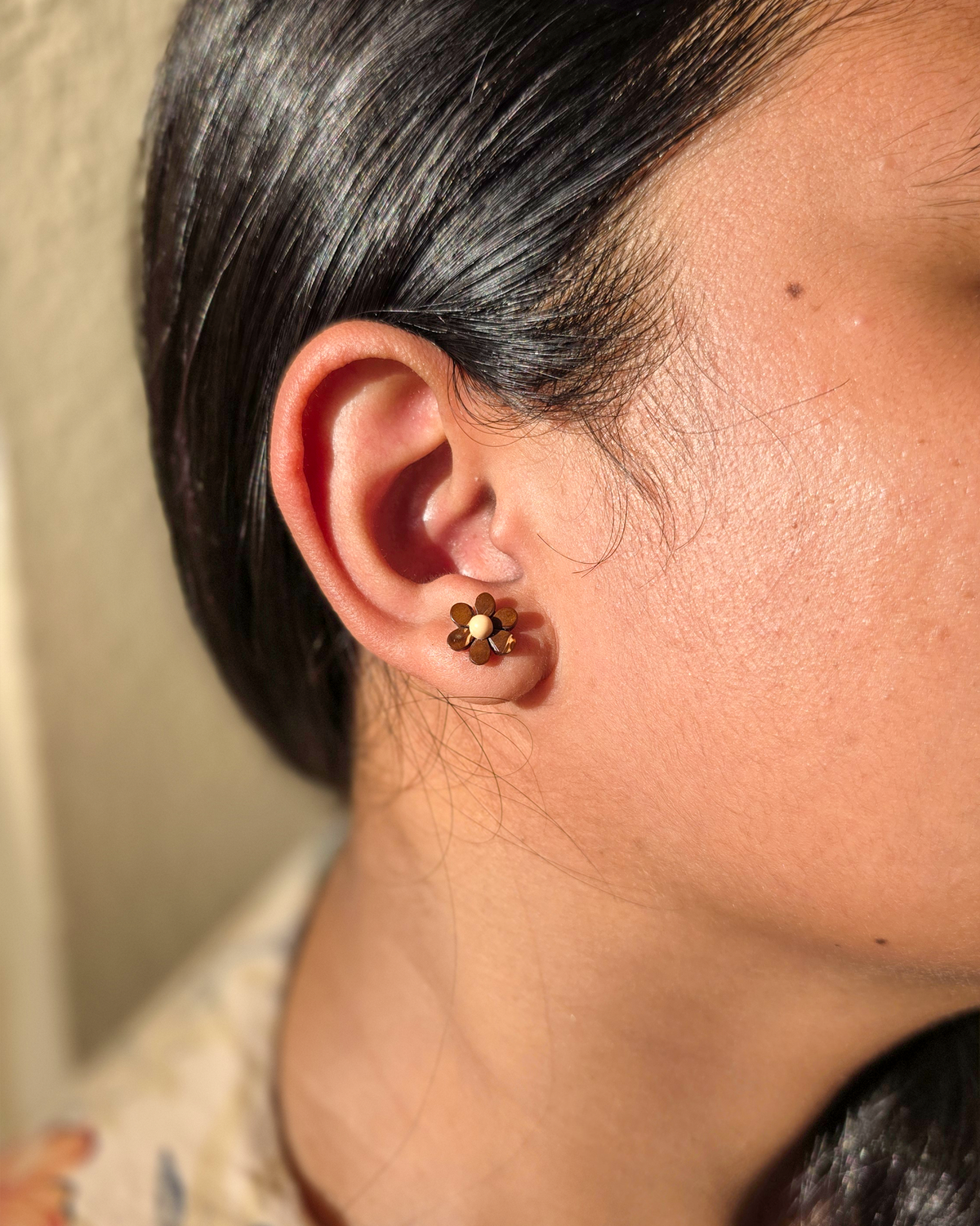 Blossom Petal Coconut Shell Studs